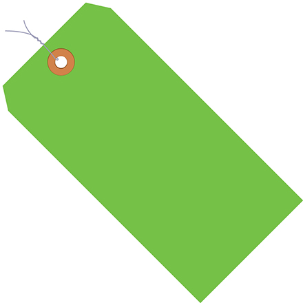 2 <span class='fraction'>3/4</span> x 1 <span class='fraction'>3/8</span>" Green 13 Pt. Shipping Tags - Pre-Wired