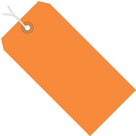 6 <span class='fraction'>1/4</span> x 3 <span class='fraction'>1/8</span>" Orange 13 Pt. Shipping Tags - Pre-Strung