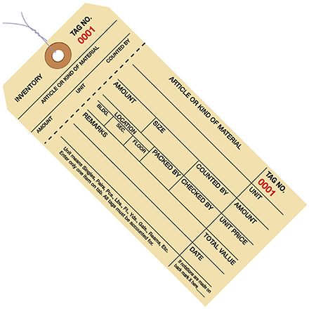 6 <span class='fraction'>1/4</span> x 3 <span class='fraction'>1/8</span>" - (3000-3999) Inventory Tags 1 Part Stub Style #8 - Pre-Wired