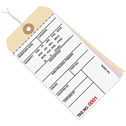 6 <span class='fraction'>1/4</span> x 3 <span class='fraction'>1/8</span>" - (4500-4999) Inventory Tags 3 Part Carbonless #8 - Pre-Wired