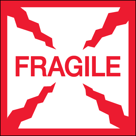 4 x 4" - "Fragile" Labels